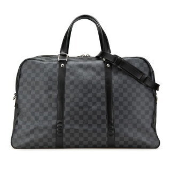 Louis Vuitton Graphite Black Sac Voyage Bag White Handles Black - Picture 1 of 8
